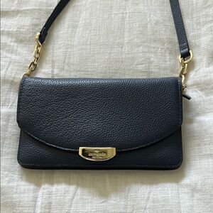 Kate Spade Black and Gold Crossbody Bag with Structured Design